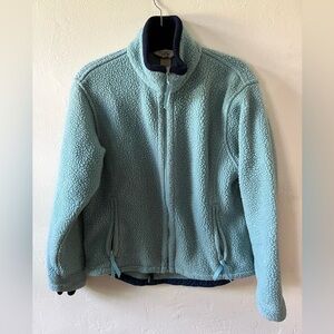 L.L. Bean teal snap Sherpa pullover sweater